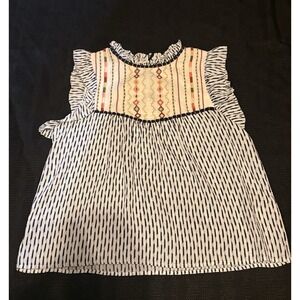 THML Tank Top Womens XS Multicolor‎ Embroidered Ruffle Sleeve Geometric NWOT